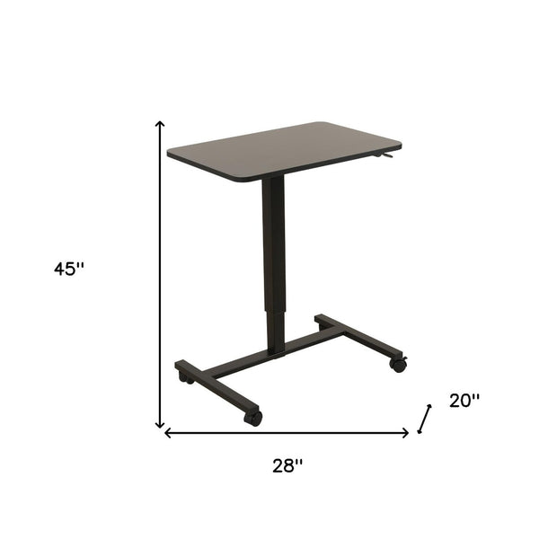 Homeroots Adjustable Black Wood & Stainless Steel Rolling Standing Desk – Stylish, Versatile, And Durable Workspace   535347