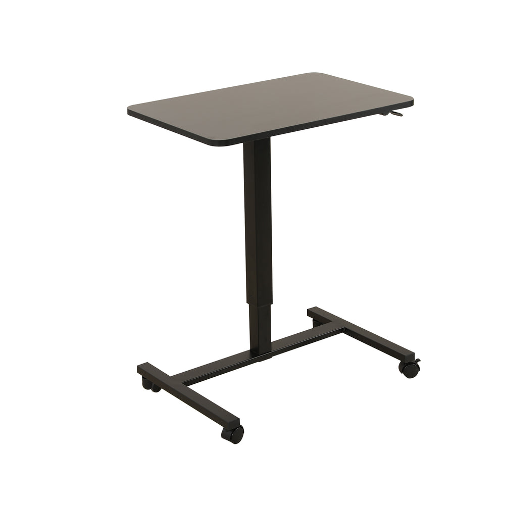 Homeroots Adjustable Black Wood & Stainless Steel Rolling Standing Desk – Stylish, Versatile, And Durable Workspace   535347
