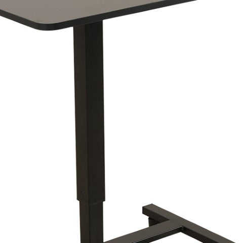 Homeroots Adjustable Black Wood & Stainless Steel Rolling Standing Desk – Stylish, Versatile, And Durable Workspace   535347