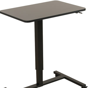 Homeroots Adjustable Black Wood & Stainless Steel Rolling Standing Desk – Stylish, Versatile, And Durable Workspace   535347