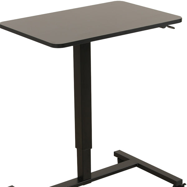 Homeroots Adjustable Black Wood & Stainless Steel Rolling Standing Desk – Stylish, Versatile, And Durable Workspace   535347