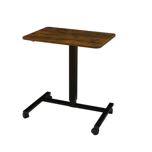 Homeroots Adjustable Rolling Standing Desk - Stylish Brown & Black Wood With Durable Stainless Steel Frame   535349