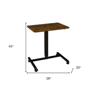 Homeroots Adjustable Rolling Standing Desk - Stylish Brown & Black Wood With Durable Stainless Steel Frame   535349