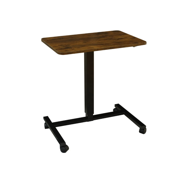 HomeRoots Adjustable Rolling Standing Desk: Rustic Brown & Black Wood with Stainless Steel Frame for Comfort 535349