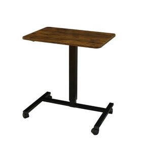 Homeroots Adjustable Rolling Standing Desk - Stylish Brown & Black Wood With Durable Stainless Steel Frame   535349