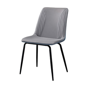 Homeroots Set Of Two Gray And Black Upholstered Faux Leather Dining Side Chairs  Metal 535352