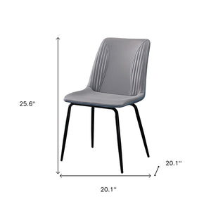 Homeroots Set Of Two Gray And Black Upholstered Faux Leather Dining Side Chairs  Metal 535352
