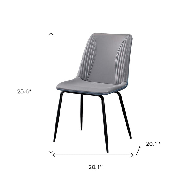 Homeroots Set Of Two Gray And Black Upholstered Faux Leather Dining Side Chairs  Metal 535352