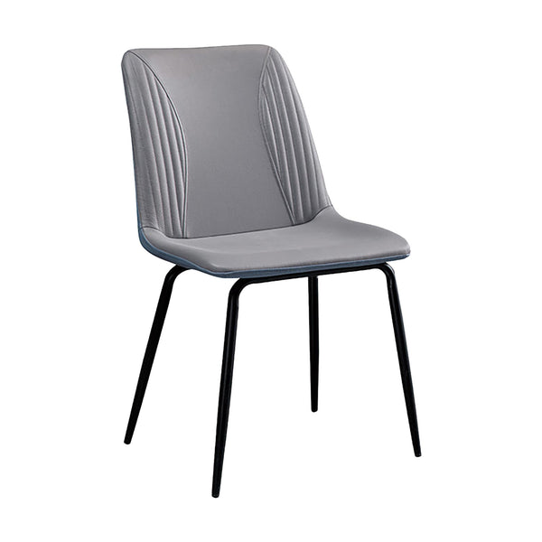 Homeroots Set Of Two Gray And Black Upholstered Faux Leather Dining Side Chairs  Metal 535352