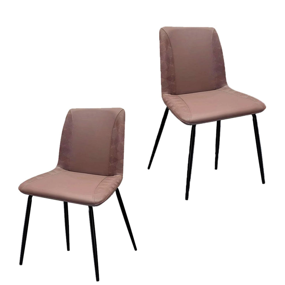 Homeroots Set Of Two Brown And Black Upholstered Faux Leather Dining Side Chairs  Metal 535353