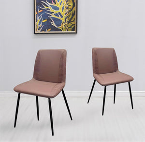 Homeroots Set Of Two Brown And Black Upholstered Faux Leather Dining Side Chairs  Metal 535353