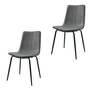 Homeroots Set Of Two Gray And Black Upholstered Faux Leather Dining Side Chairs  Metal 535354