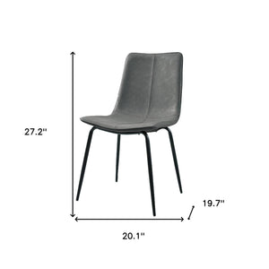 Homeroots Set Of Two Gray And Black Upholstered Faux Leather Dining Side Chairs  Metal 535354
