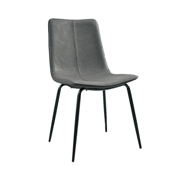 Homeroots Set Of Two Gray And Black Upholstered Faux Leather Dining Side Chairs  Metal 535354