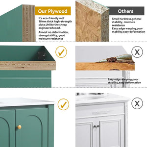 English Elm 48" Sage Bathroom Vanity with Ceramic Sink Mdf Cabinet Soft Close Doors Drawers Green W3133S00001