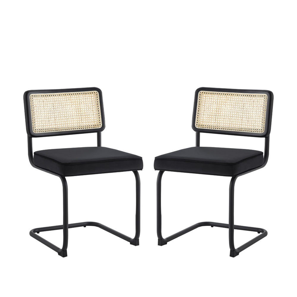 HomeRoots Set of Two Upholstered Velvet Dining Side Chairs - Elegant Comfort for Modern Spaces & Decor Black 535359
