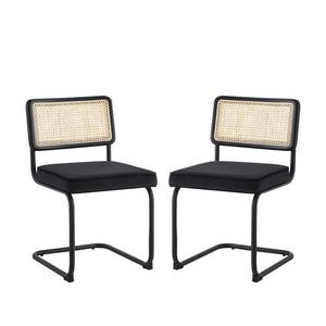 Homeroots Set Of Two Black Upholstered Velvet Dining Side Chairs Black Metal 535359