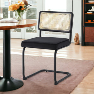 Homeroots Set Of Two Black Upholstered Velvet Dining Side Chairs Black Metal 535359