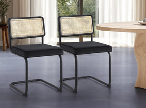 HomeRoots Set of Two Upholstered Velvet Dining Side Chairs - Elegant Comfort for Modern Spaces & Decor Black 535359