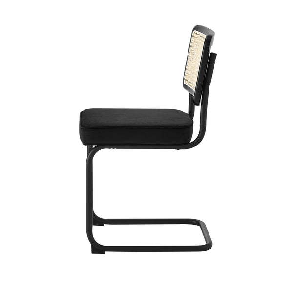 Homeroots Set Of Two Black Upholstered Velvet Dining Side Chairs Black Metal 535359