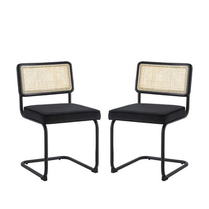 HomeRoots Set of Two Upholstered Velvet Dining Side Chairs - Elegant Comfort for Modern Spaces & Decor Black 535359