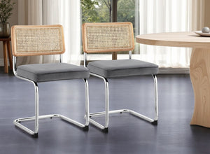 HomeRoots Set of Two Upholstered Velvet Dining Side Chairs - Elegant Comfort for Modern Spaces & Decor Grey 535360