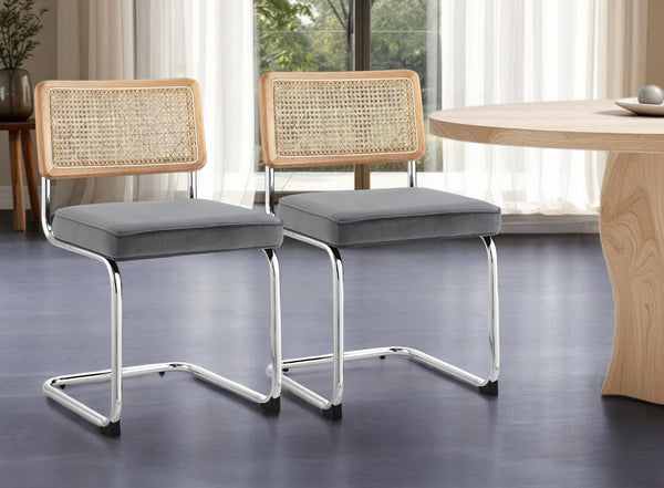 HomeRoots Set of Two Upholstered Velvet Dining Side Chairs - Elegant Comfort for Modern Spaces & Decor Grey 535360