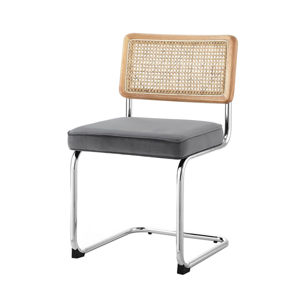 Homeroots Set Of Two Gray And Silver Upholstered Velvet Dining Side Chairs Grey Metal 535360