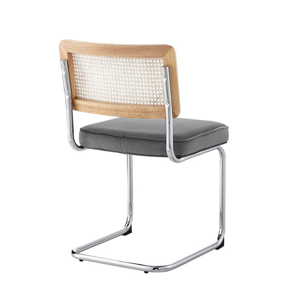 Homeroots Set Of Two Gray And Silver Upholstered Velvet Dining Side Chairs Grey Metal 535360