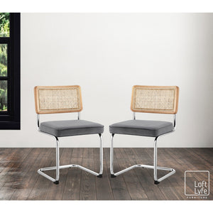 Homeroots Set Of Two Gray And Silver Upholstered Velvet Dining Side Chairs Grey Metal 535360