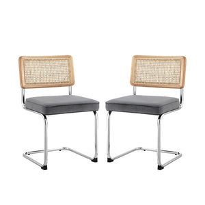 HomeRoots Set of Two Upholstered Velvet Dining Side Chairs - Elegant Comfort for Modern Spaces & Decor Grey 535360