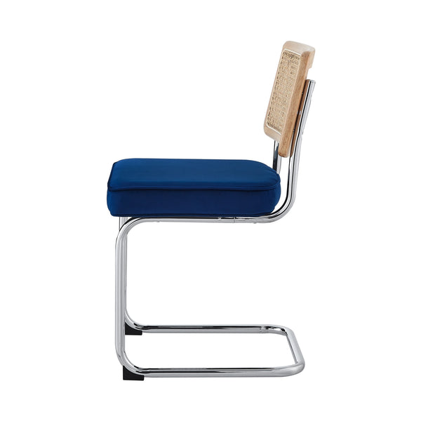 Homeroots Set Of Two Navy Blue And Silver Upholstered Velvet Dining Side Chairs Navy Metal 535361