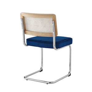 Homeroots Set Of Two Navy Blue And Silver Upholstered Velvet Dining Side Chairs Navy Metal 535361