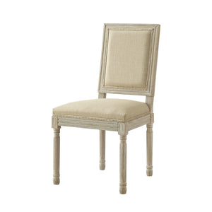 Homeroots Set Of Two Beige And Brown Upholstered Linen Dining Side Chairs Beige Wood 535362