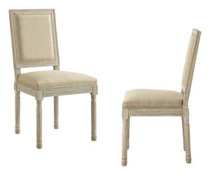 HomeRoots Set of Two Upholstered Linen Dining Side Chairs for Elegant Home Décor and Versatile Comfort Beige 535362