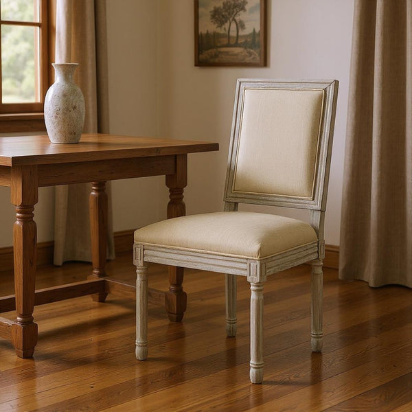 HomeRoots Set of Two Upholstered Linen Dining Side Chairs for Elegant Home Décor and Versatile Comfort Beige 535362