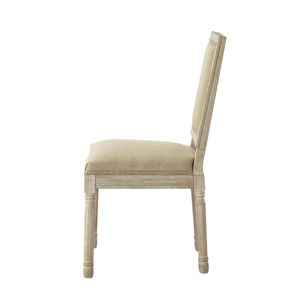 Homeroots Set Of Two Beige And Brown Upholstered Linen Dining Side Chairs Beige Wood 535362
