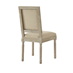Homeroots Set Of Two Beige And Brown Upholstered Linen Dining Side Chairs Beige Wood 535362
