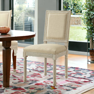 Homeroots Set Of Two Beige And Brown Upholstered Linen Dining Side Chairs Beige Wood 535362