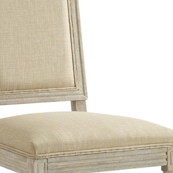 HomeRoots Set of Two Upholstered Linen Dining Side Chairs for Elegant Home Décor and Versatile Comfort Beige 535362