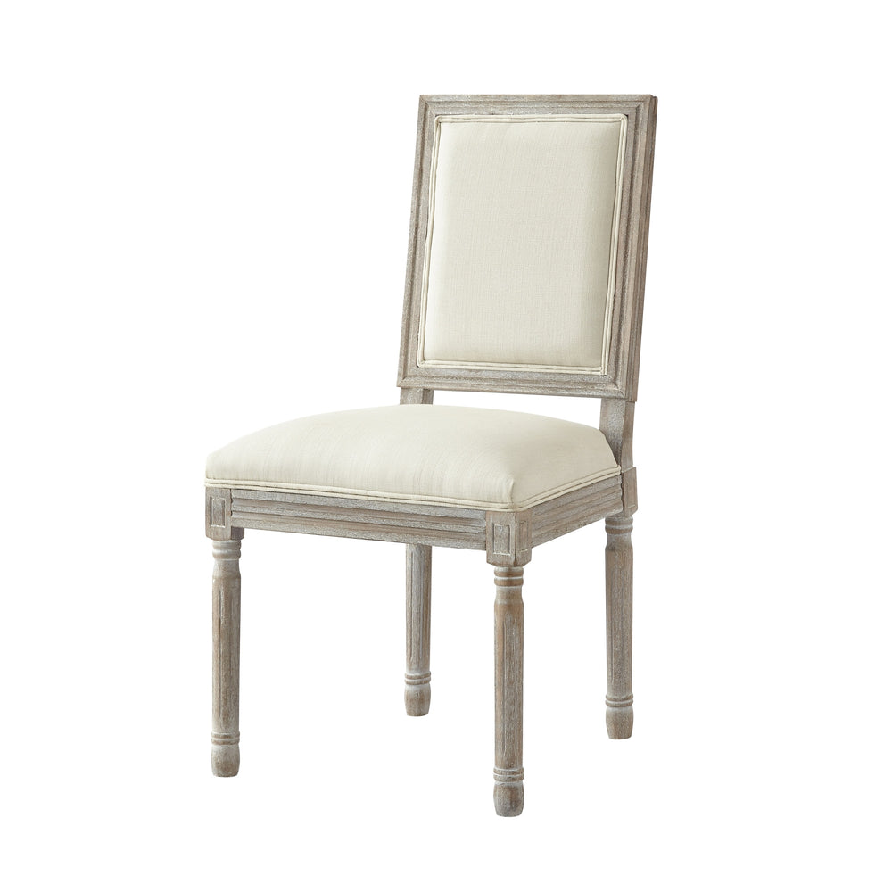 Homeroots Set Of Two Cream And Brown Upholstered Linen Dining Side Chairs Cream White Wood 535363