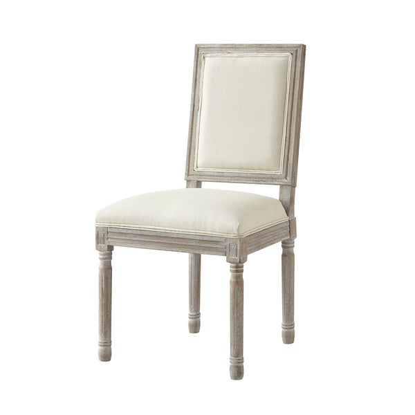 Homeroots Set Of Two Cream And Brown Upholstered Linen Dining Side Chairs Cream White Wood 535363