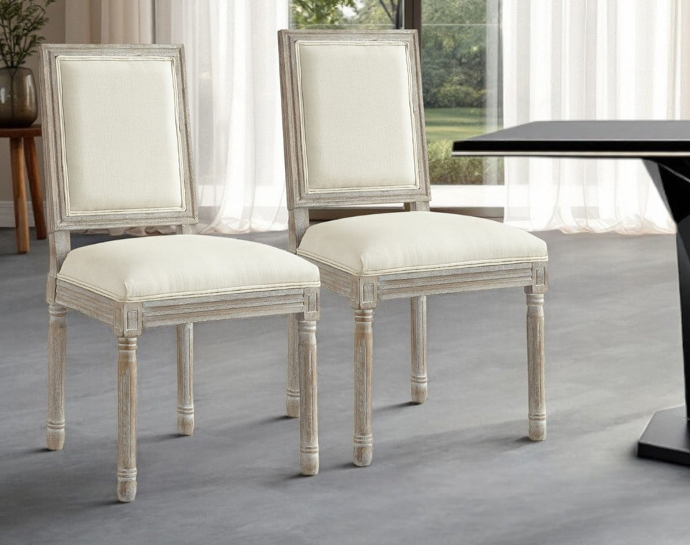 HomeRoots Set of Two Upholstered Linen Dining Side Chairs for Elegant Home Décor and Versatile Comfort Cream White 535363