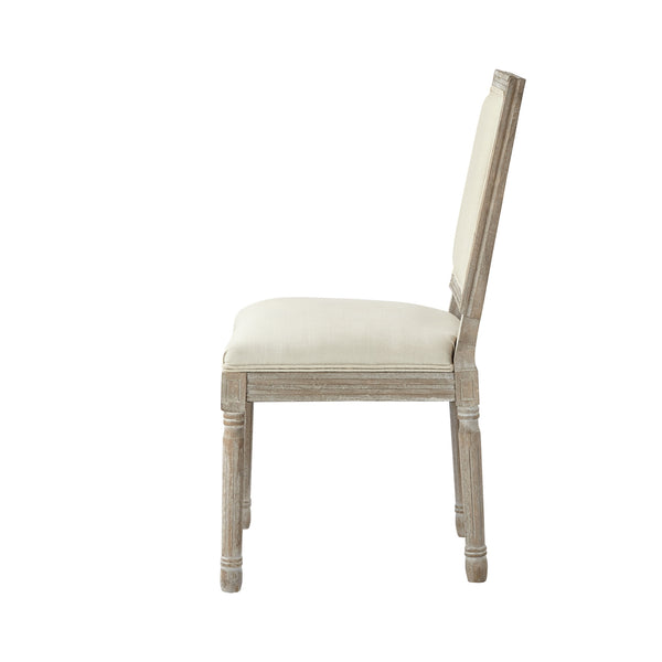 Homeroots Set Of Two Cream And Brown Upholstered Linen Dining Side Chairs Cream White Wood 535363