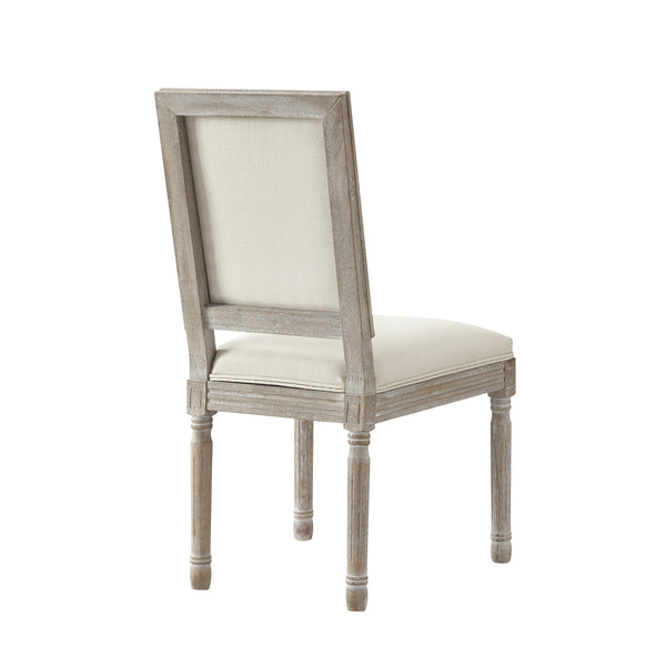 Homeroots Set Of Two Cream And Brown Upholstered Linen Dining Side Chairs Cream White Wood 535363