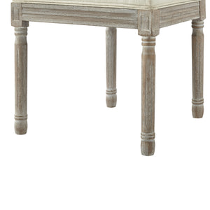 Homeroots Set Of Two Cream And Brown Upholstered Linen Dining Side Chairs Cream White Wood 535363