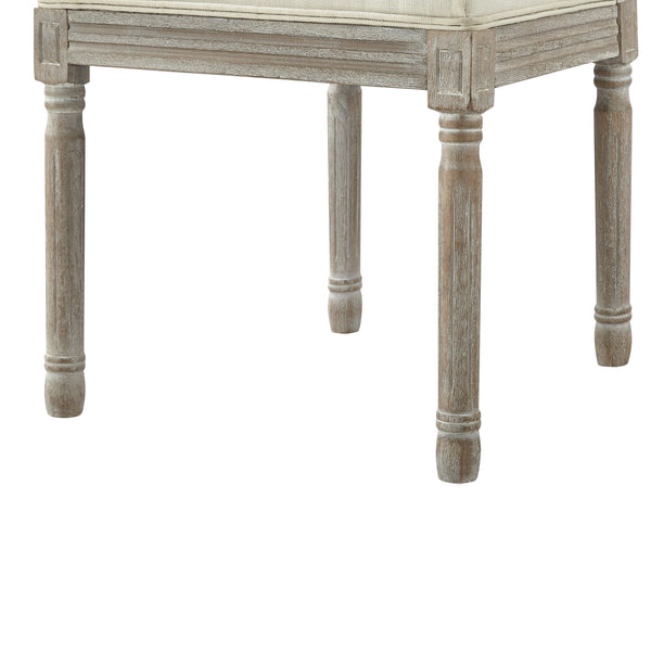 Homeroots Set Of Two Cream And Brown Upholstered Linen Dining Side Chairs Cream White Wood 535363