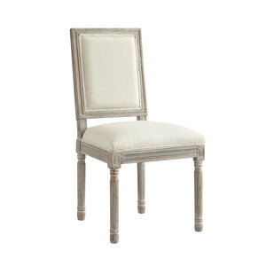 HomeRoots Set of Two Upholstered Linen Dining Side Chairs for Elegant Home Décor and Versatile Comfort Cream White 535363