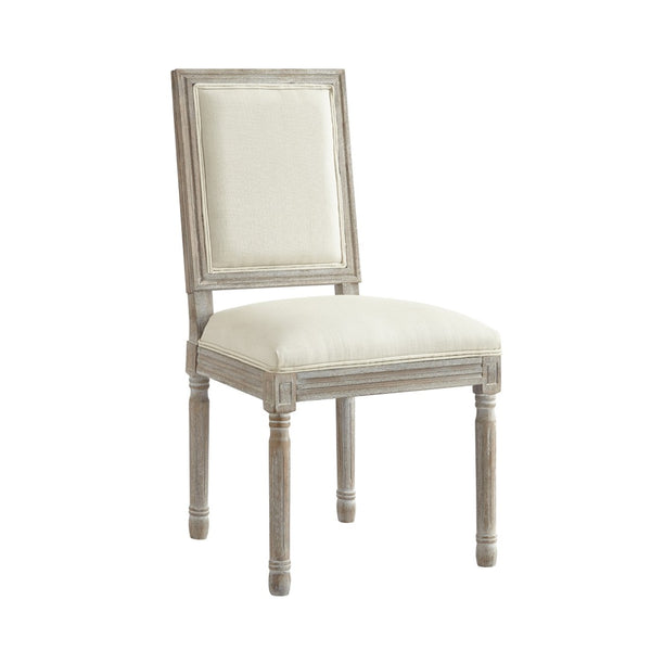 HomeRoots Set of Two Upholstered Linen Dining Side Chairs for Elegant Home Décor and Versatile Comfort Cream White 535363