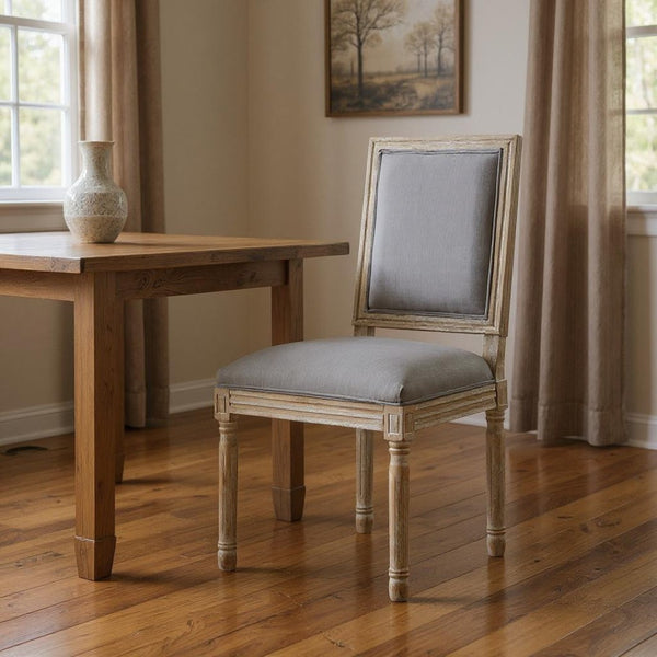 HomeRoots Set of Two Upholstered Linen Dining Side Chairs for Elegant Home Décor and Versatile Comfort Grey 535364